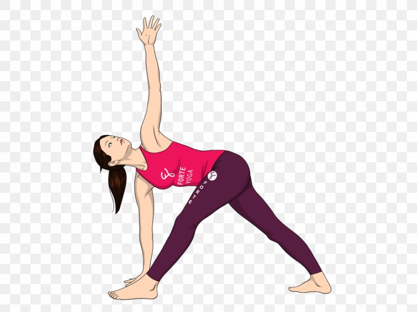 Trikonasana Yoga Physical Exercise Ardha Chandrasana, PNG, 900x675px, Watercolor, Cartoon, Flower, Frame, Heart Download Free