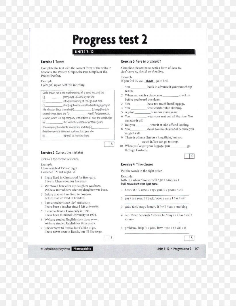 Unit Test Booklet Progress Testing Document, PNG, 1700x2200px, Test, Adjective, Area, Brand, Document Download Free