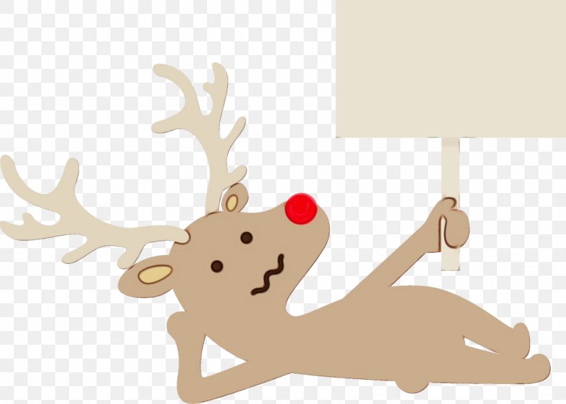 Reindeer, PNG, 1024x732px, Watercolor, Antler, Deer, Elk, Fawn Download Free