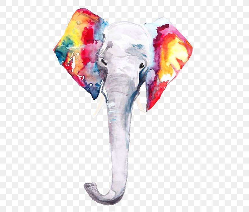 T-shirt Watercolor Painting Elephants Drawing, PNG, 495x700px, Tshirt, Art, Canvas, Clothing, Cotton Download Free