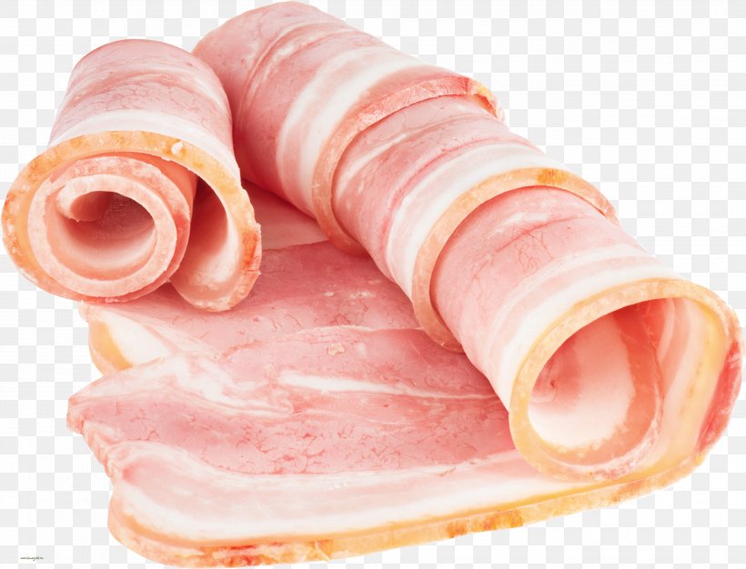 Sausage Bacon Roll Ham, PNG, 3505x2680px, Bacon, Animal Fat, Animal Source Foods, Back Bacon, Bacon Roll Download Free