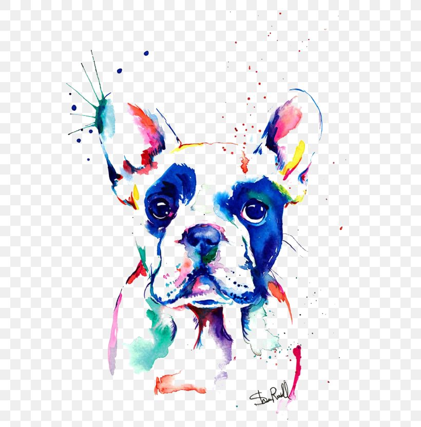 French Bulldog Watercolor Painting Drawing, PNG, 564x832px, French Bulldog, Art, Bulldog, Canvas, Carnivoran Download Free