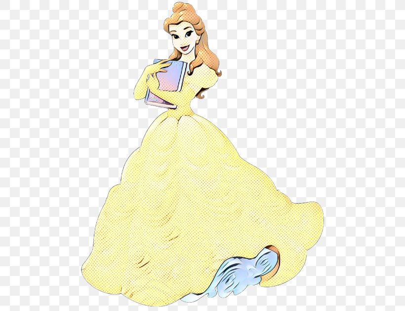 Yellow Gown Dress Cartoon Figurine, PNG, 500x631px, Pop Art, Barbie, Cartoon, Doll, Dress Download Free