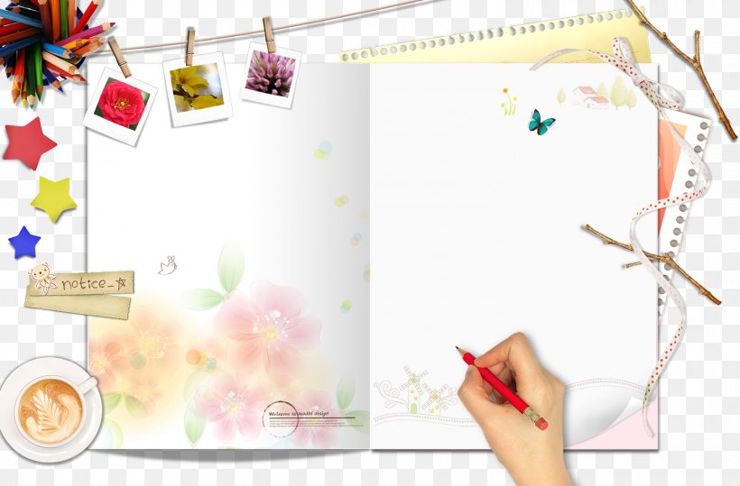 Download Paper Notebook Pencil Photography, PNG, 1500x986px, Paper, Floral Design, Flower, Notebook, Notepad Download Free