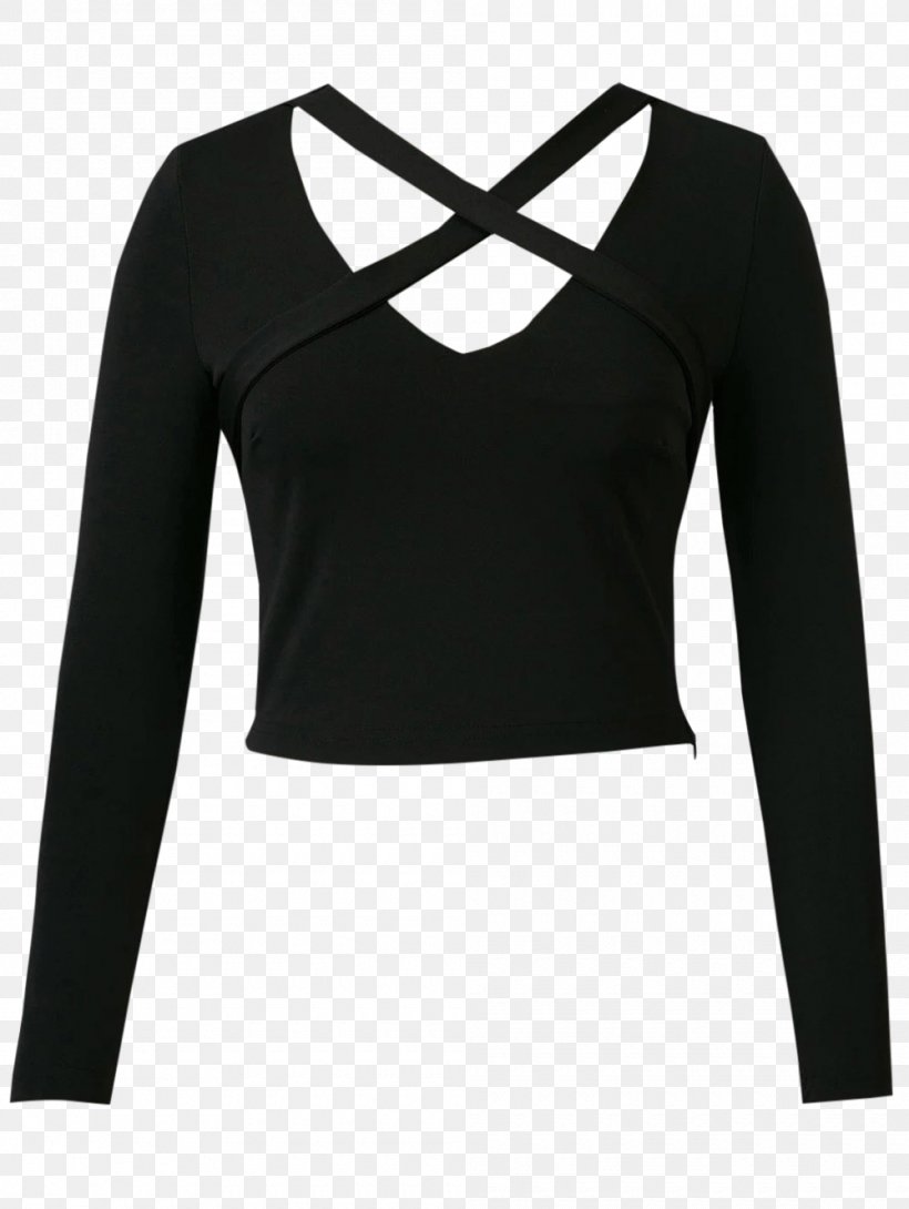 Long-sleeved T-shirt Long-sleeved T-shirt Crop Top, PNG, 1000x1330px, Sleeve, Black, Clothing, Collar, Crop Top Download Free