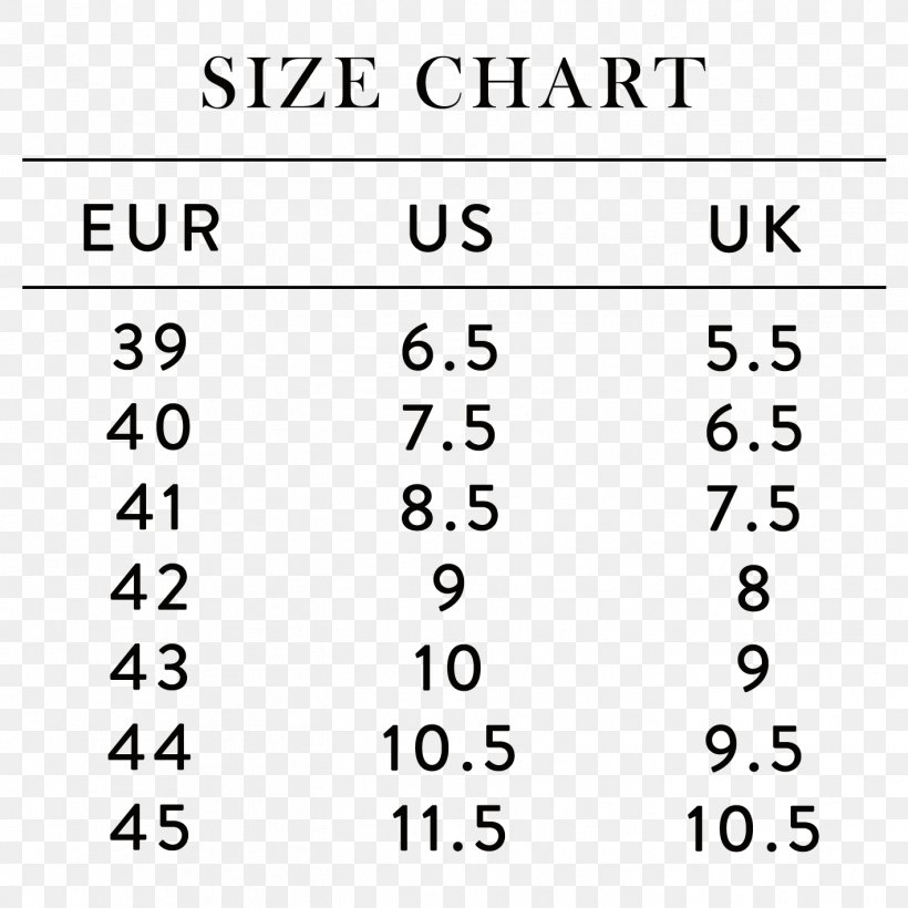 Free Shoe Size Chart