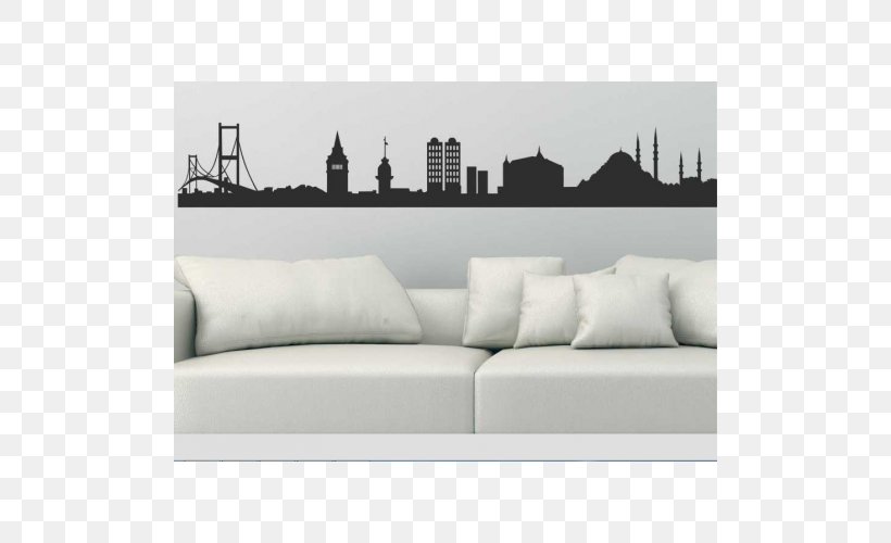 Skyline Silhouette Clip Art, PNG, 500x500px, Skyline, Black And White, City, Couch, Furniture Download Free