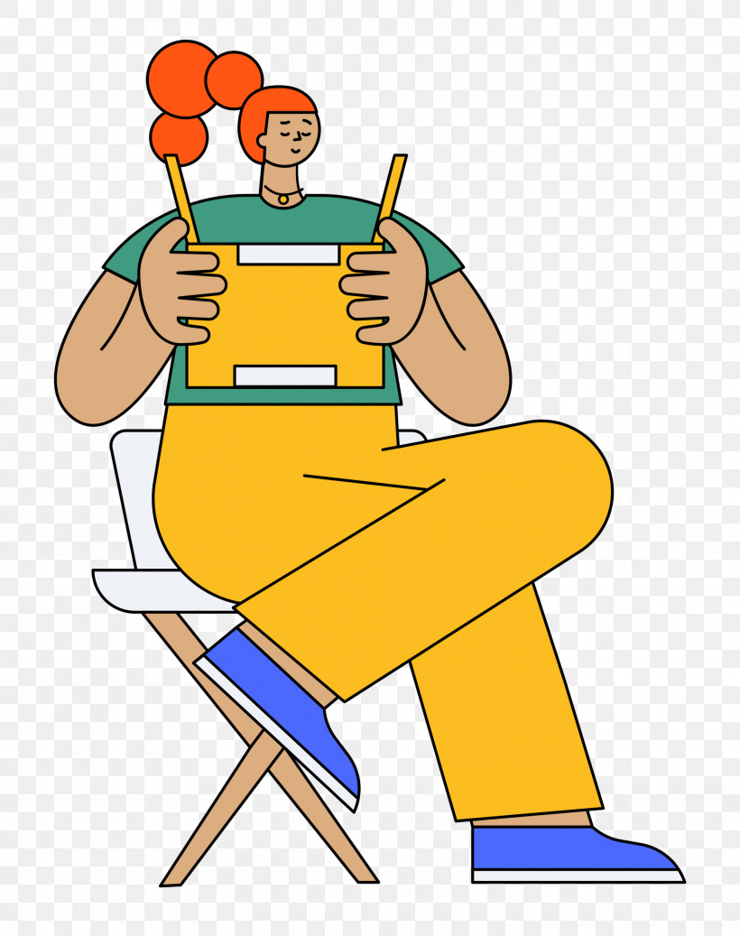 Cartoon Yellow Joint H&m Line, PNG, 1975x2500px, Sitting, Behavior, Cartoon, Cartoon People, Hm Download Free