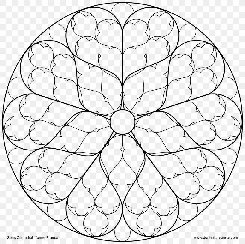 Rose Window Stained Glass Notre-Dame De Paris Coloring Book, PNG, 1600x1600px, Window, Area, Black And White, Building, Chartres Cathedral Download Free