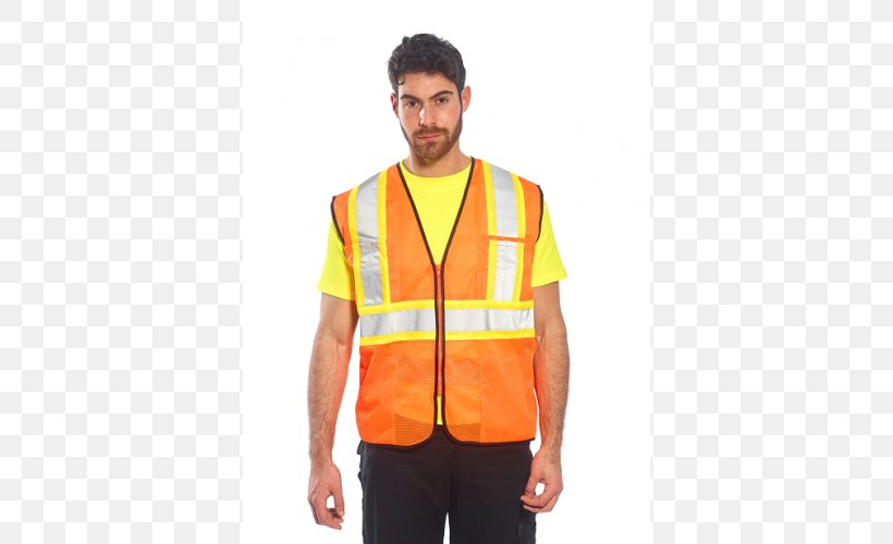 Gilets T-shirt Shoulder High-visibility Clothing Sleeve, PNG, 500x500px, Gilets, Abdomen, Clothing, High Visibility Clothing, Highvisibility Clothing Download Free