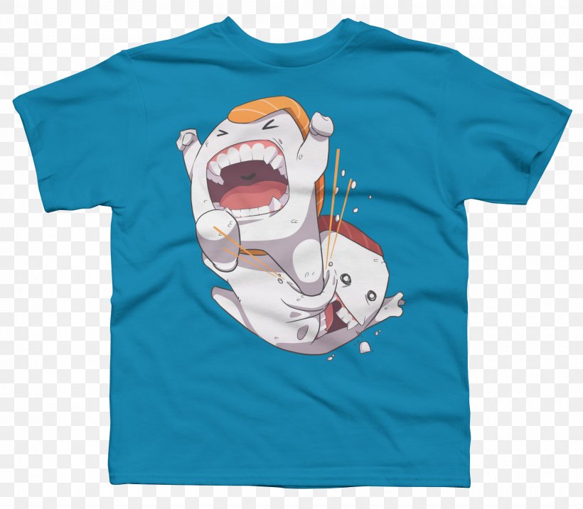 T-shirt Sushi Design By Humans Salmon Sleeve, PNG, 1800x1575px, Tshirt, Active Shirt, Blue, Bluza, Clothing Download Free