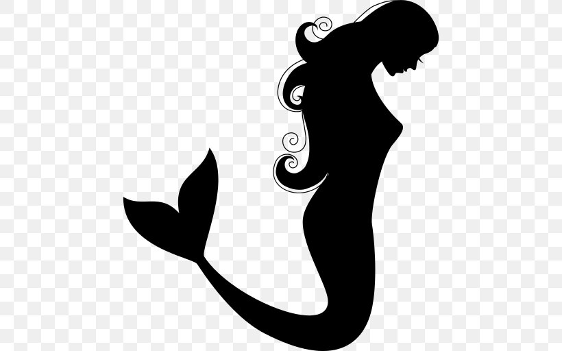 Vector Graphics Clip Art Transparency, PNG, 512x512px, Silhouette, Blackandwhite, Drawing, Mermaid Download Free