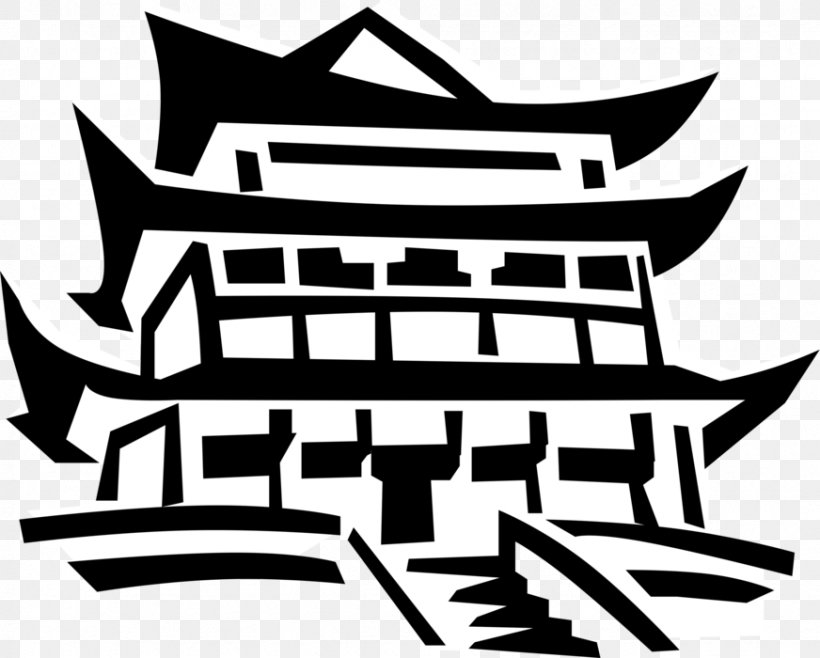 Vector Graphics Illustration Image Clip Art Chinese Pagoda, PNG, 872x700px, Chinese Pagoda, Artwork, Black And White, Brand, Logo Download Free