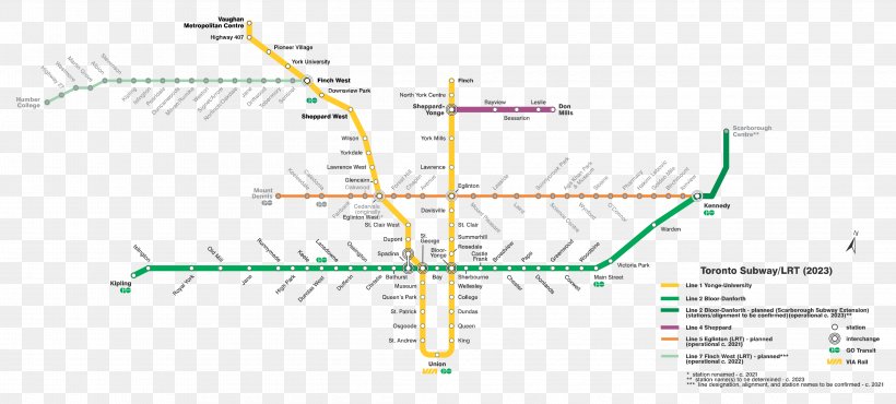 Toronto Subway Rapid Transit Line 5 Eglinton Yonge Street Line 3 Scarborough, PNG, 4650x2100px, Toronto Subway, Area, Diagram, Light Rail, Line 3 Scarborough Download Free