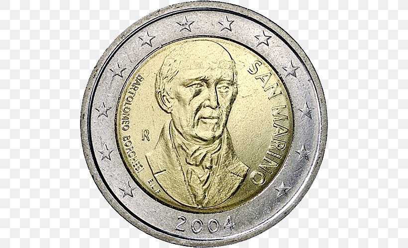 San Marino 2 Euro Commemorative Coins 2 Euro Coin, PNG, 500x500px, 2 Euro Coin, 2 Euro Commemorative Coins, 2004, San Marino, Coin Download Free