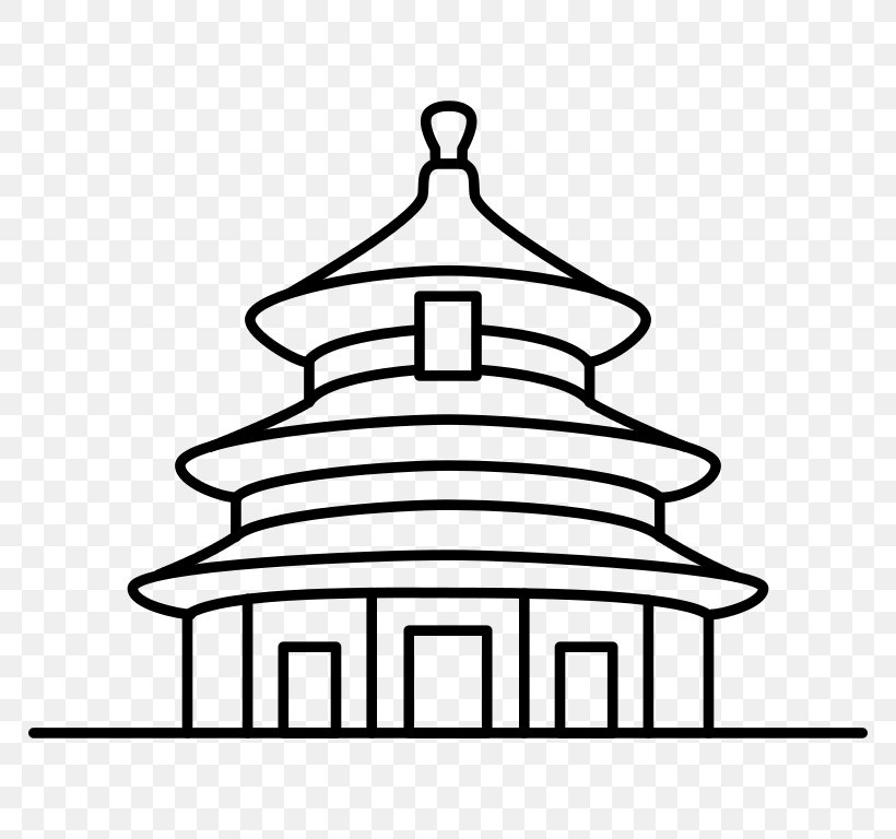 Temple Of Heaven Great Wall Of China Coloring Book Drawing, PNG, 768x768px, Temple Of Heaven, Artwork, Black And White, Buddhist Temple, China Download Free