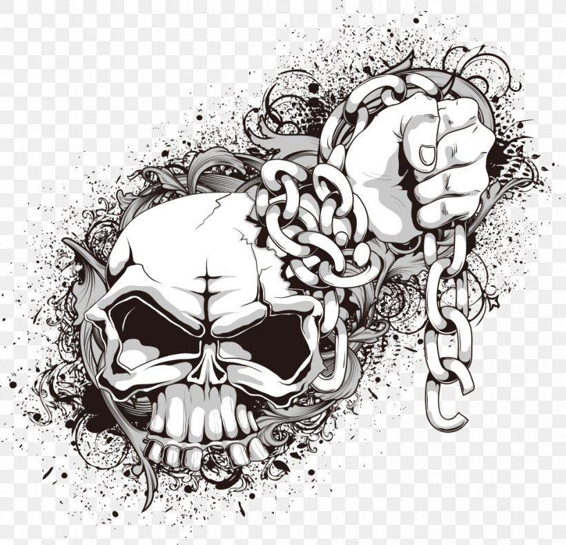 Skull And Crossbones Euclidean Vector Clip Art, PNG, 979x943px, Skull, Art, Black And White, Bone, Drawing Download Free