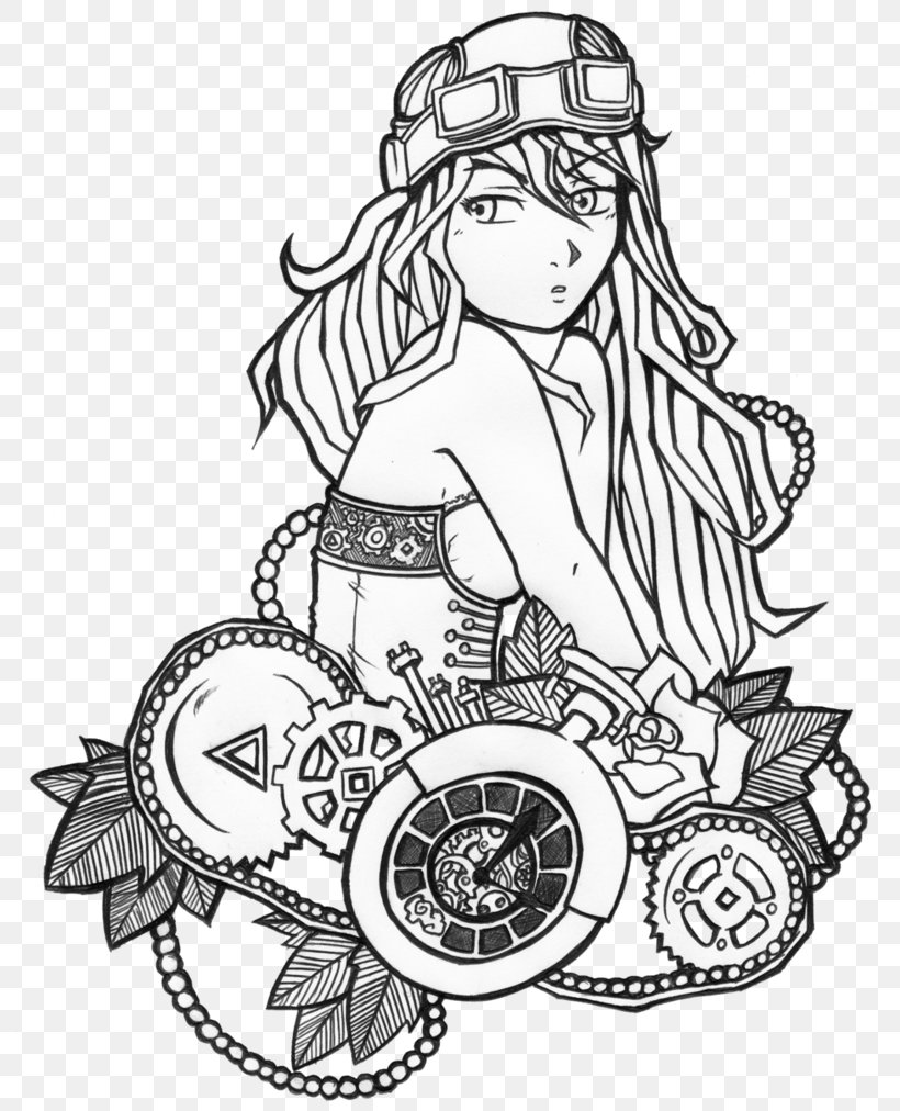 Steampunk Line Art Drawing Science Fiction Clip Art, PNG, 789x1012px, Steampunk, Arm, Art, Artwork, Black And White Download Free