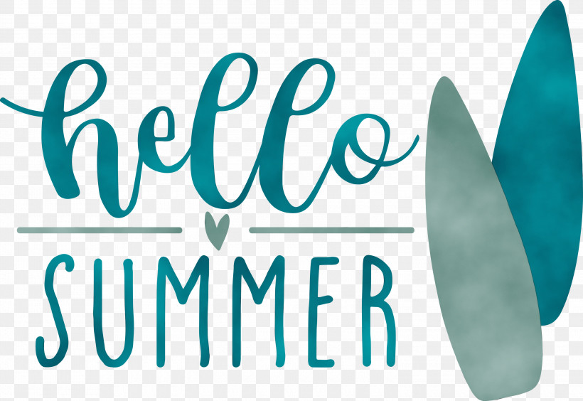 Logo Font Meter Shoe Turquoise, PNG, 3000x2067px, Hello Summer, Logo, Meter, Microsoft Azure, Paint Download Free