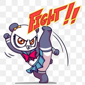 Fighting - Giant Panda Sticker Clip Art PNG