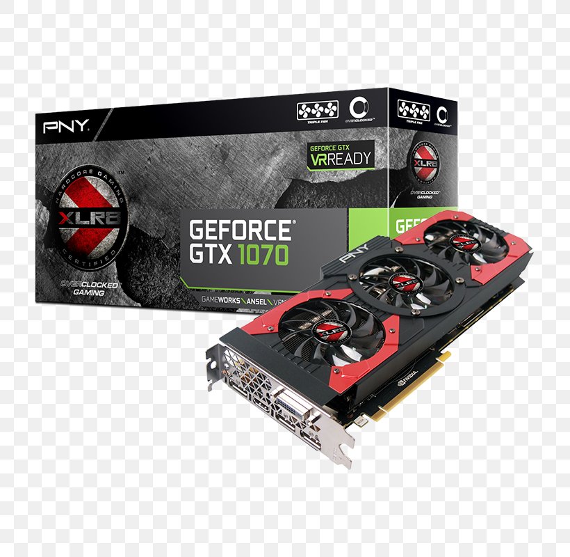 Graphics Cards & Video Adapters NVIDIA GeForce GTX 1070 PNY Technologies 英伟达精视GTX, PNG, 800x800px, Graphics Cards Video Adapters, Brand, Cable, Computer, Computer Component Download Free