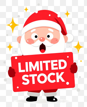Santa Claus Holding Promotional Sign - Santa Limited Stock Sign PNG