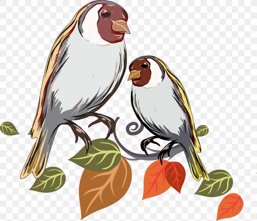 Vector Hand Painted Bird, PNG, 2407x2070px, Bird, Animal, Art, Beak, Bird Of Prey Download Free