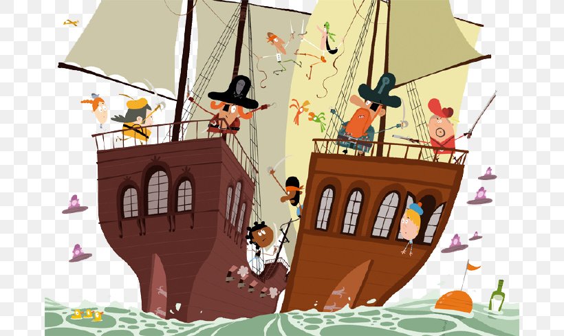 Cartoon Piracy Illustrator Behance Illustration, PNG, 690x489px, Cartoon, Art, Behance, Book, Caravel Download Free