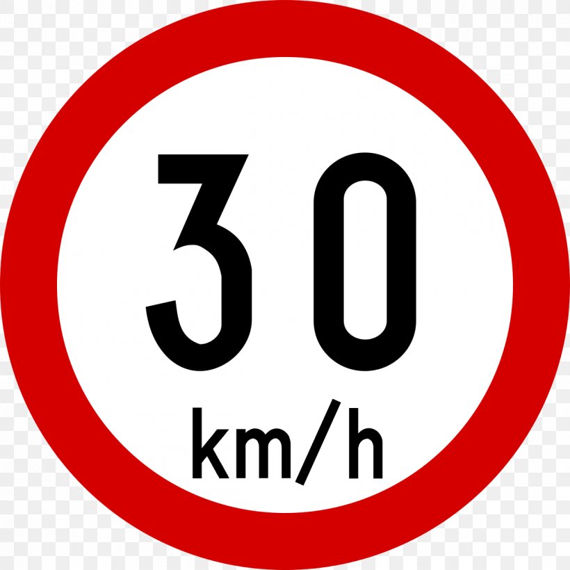 Traffic Sign Speed Limit Road Kilometer Per Hour 30 Km/h Zone, PNG, 1200x1200px, 30 Kmh Zone, Traffic Sign, Area, Brand, Highway Download Free