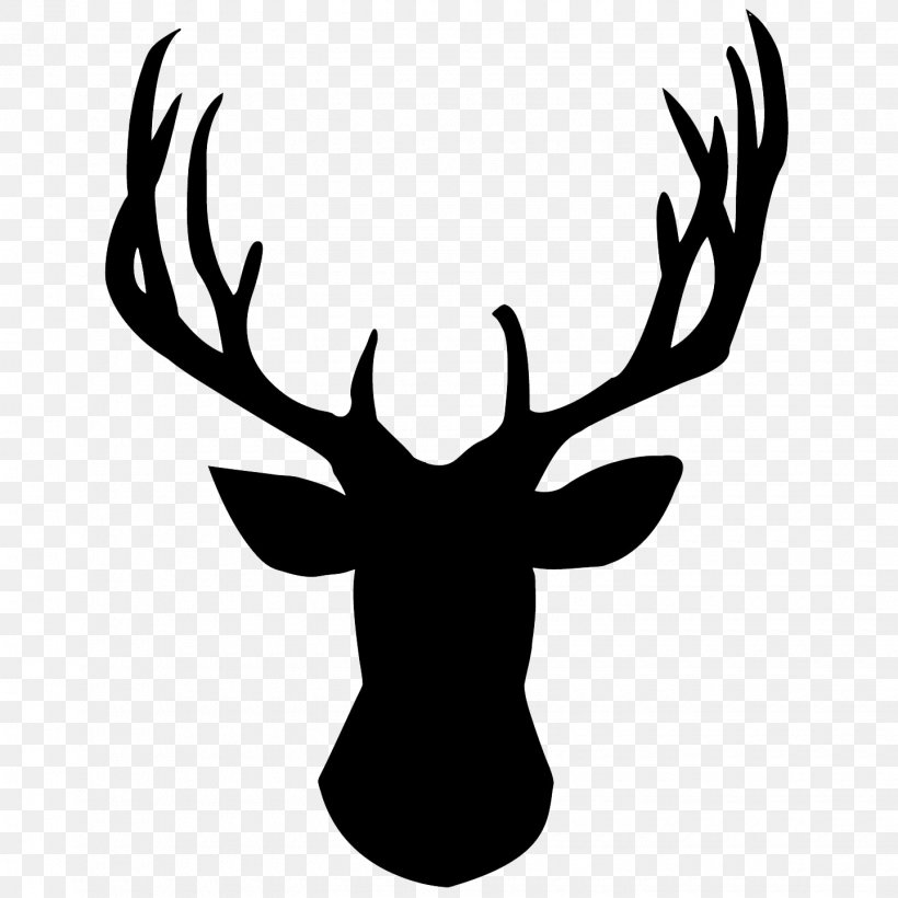 White-tailed Deer Reindeer Silhouette Clip Art, PNG, 1440x1440px, Deer, Antler, Black And White, Deer Hunting, Drawing Download Free