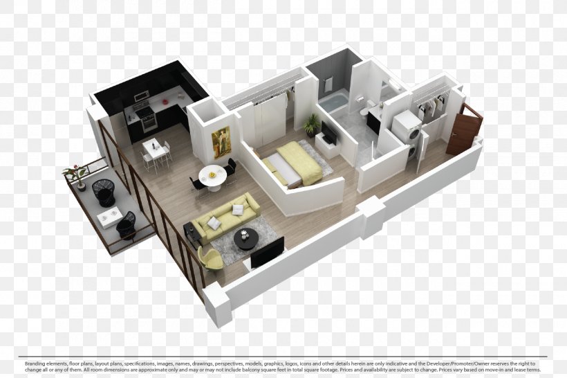 8th And Hope Apartment 3D Floor Plan Renting, PNG, 1300x867px, 3d Floor Plan, Apartment, Bedroom, California, Condominium Download Free