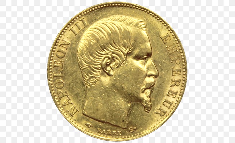 Napoléon Gold Coin Franc Belgium, PNG, 500x500px, Gold Coin, Ancient History, Belgian Franc, Belgium, Brass Download Free