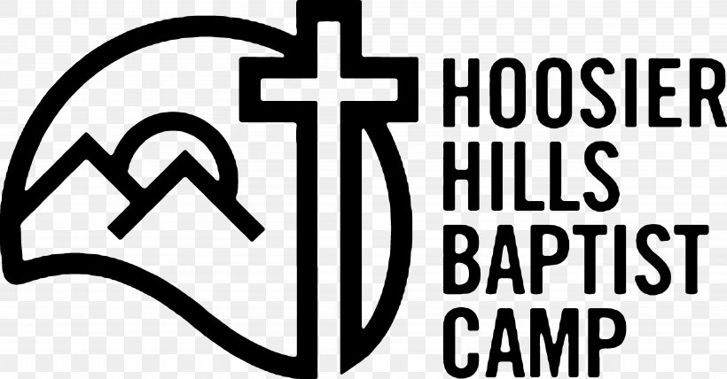 Logo Hoosier Hills Baptist Camp Brand The Gospel Font, PNG, 4212x2200px, Logo, Area, Black And White, Brand, Donation Download Free