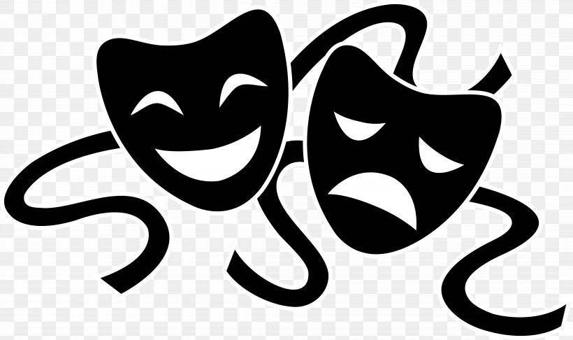 Theatre Drama Play Tragedy Mask, PNG, 8600x5101px, Theatre, Acting, Art, Arts, Black And White Download Free
