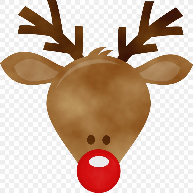 Reindeer, PNG, 2995x3000px, Watercolor, Deer, Paint, Reindeer, Wet Ink Download Free
