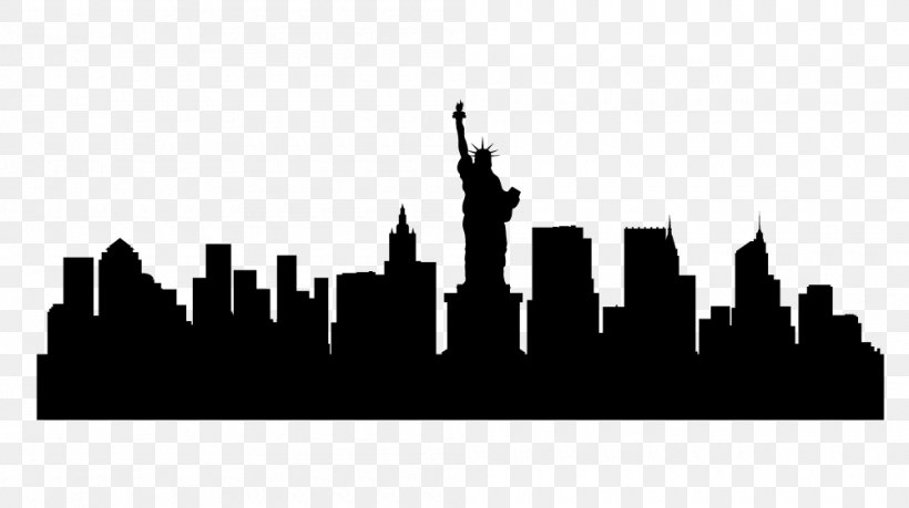 New York City Skyline Silhouette Drawing, PNG, 1000x560px, New York City, Black And White, City, Drawing, Landmark Download Free