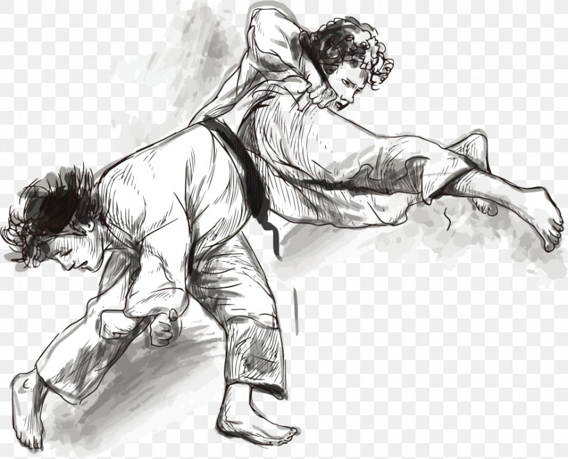 Judo Martial Arts Drawing Illustration, PNG, 888x719px, Judo, Arm, Art, Artwork, Black And White Download Free