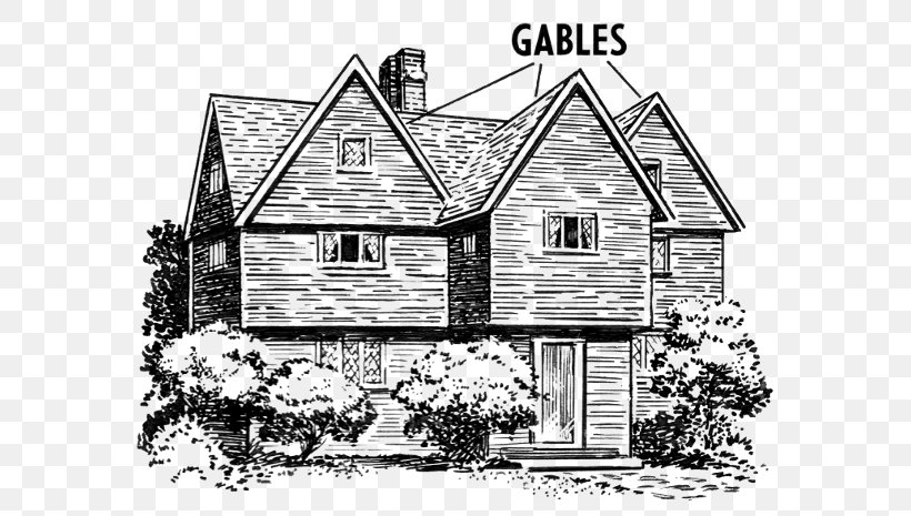 Gable Roof Clip Art, PNG, 600x465px, Gable, Architecture, Black And White, Building, Cottage Download Free