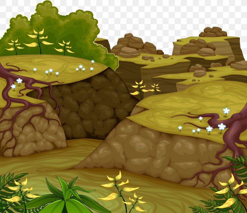 Cartoon Theatrical Scenery Illustration, PNG, 1735x1500px, Cartoon, Biome, Grass, Illustrator, Landscape Download Free