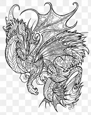 Black And White Dragon Clip Art, Png, 870x1053px, Black And White, Art 