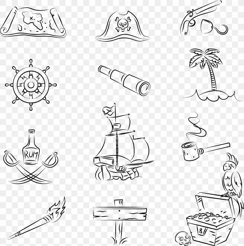 Piracy Treasure Map Jolly Roger Illustration, PNG, 4526x4565px, Piracy, Area, Artwork, Bathroom Accessory, Black And White Download Free