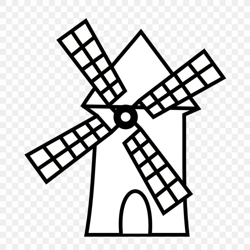 Windmill Royalty-free Clip Art, PNG, 1024x1024px, Windmill, Area, Artwork, Black, Black And White Download Free