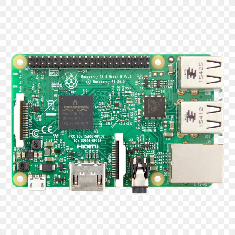 Raspberry Pi 3 64-bit Computing ARM Cortex-A53 Motherboard, PNG, 1000x1000px, 64bit Computing, Raspberry Pi, Arm Cortexa53, Bluetooth Low Energy, Broadcom Download Free