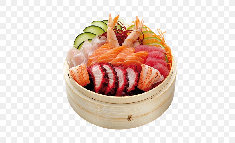 Sashimi Japanese Cuisine Sushi Onigiri Asian Cuisine, PNG, 500x500px, Sashimi, Asian Cuisine, Asian Food, California Roll, Comfort Food Download Free