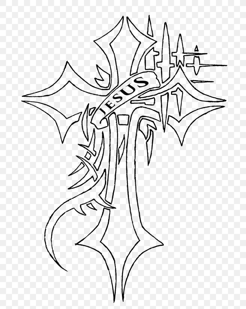 Christian Cross Tattoo Drawing Clip Art, PNG, 776x1030px, Christian Cross, Artwork, Black And White, Branch, Christianity Download Free