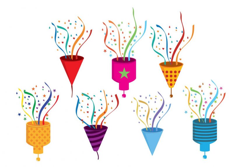 Party Popper Confetti Clip Art, PNG, 1400x980px, Party Popper, Birthday, Confetti, Explosion, Holiday Download Free