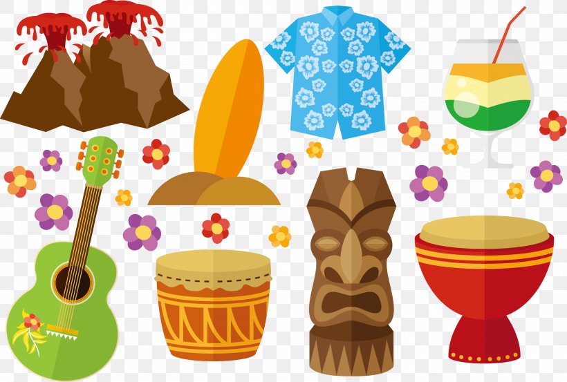 Hawaii Euclidean Vector Icon, PNG, 2820x1902px, Hawaii, Cuisine, Flat Design, Flowerpot, Food Download Free