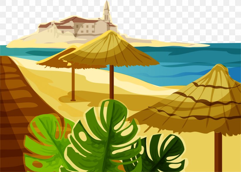 Beach Illustration, PNG, 1631x1165px, Beach, Landscape, Royaltyfree, Sea, Umbrella Download Free