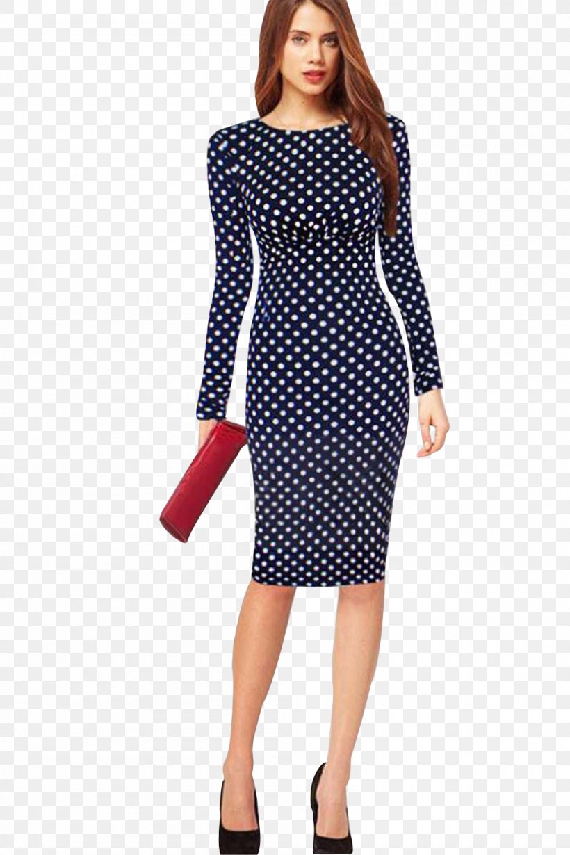 Dress Sleeve Clothing Neckline Polka Dot, PNG, 1000x1500px, Dress, Aline, Bodycon Dress, Casual, Clothing Download Free