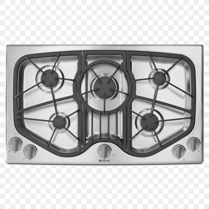 Cooking Ranges Gas Burner Jenn-Air Home Appliance Gas Stove, PNG, 1000x1000px, Cooking Ranges, Black And White, Brenner, Cooking, Cooktop Download Free